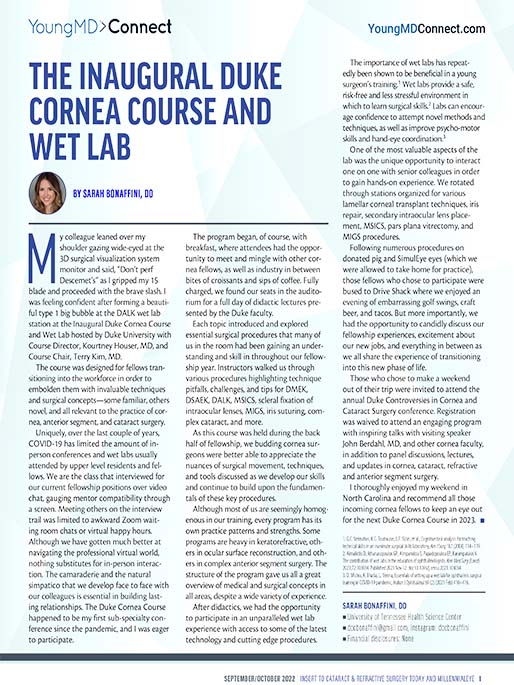 The Inaugural Duke Cornea Course and Wet Lab